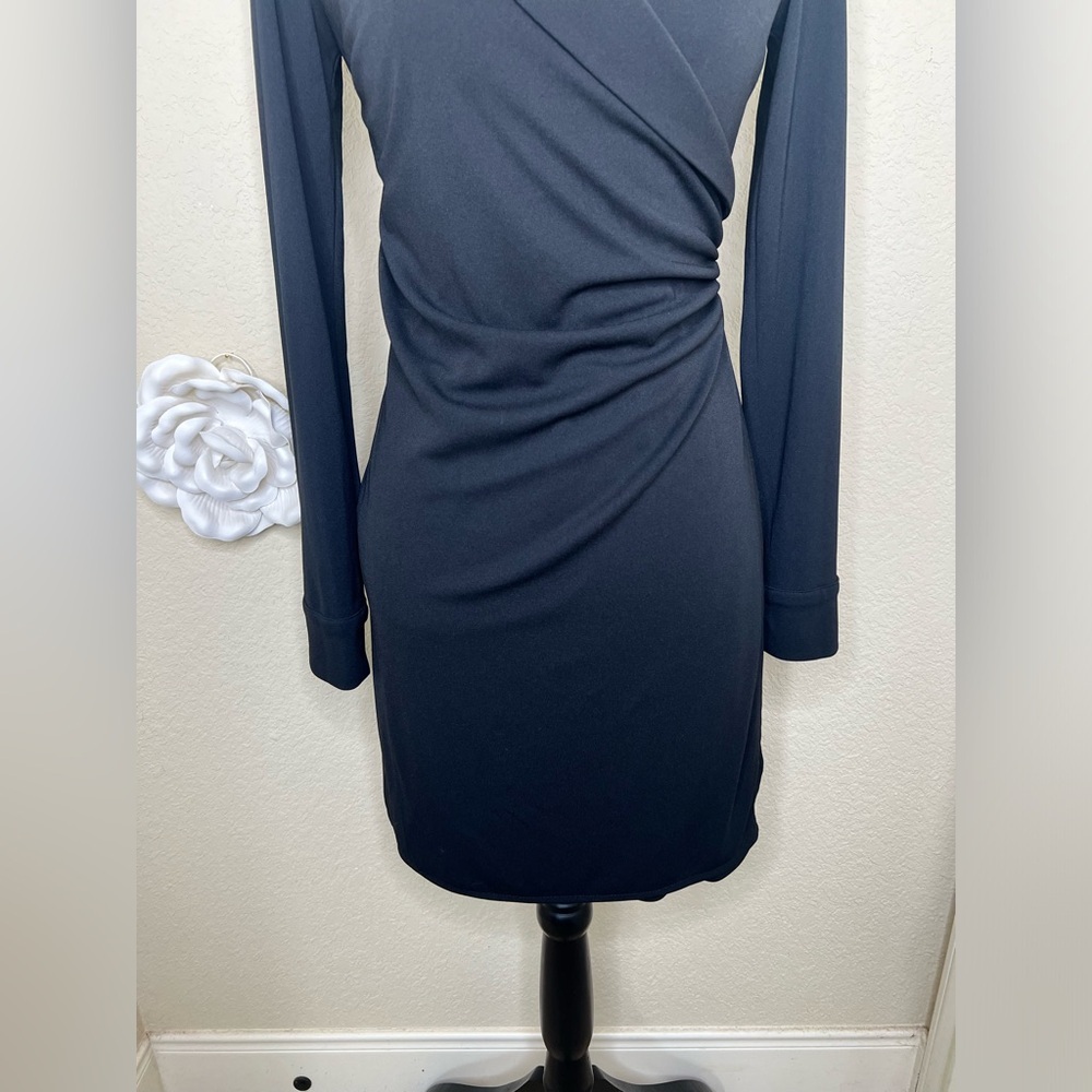 NTM: Express Pullover Wrap Style Tuxedo Look Long Sleeve Black Dress Sz 3/4 - Picture 4 of 14